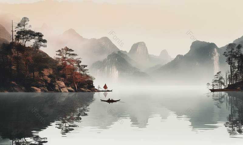 山脉意境水墨风山水背景图,插画/手绘图,插画/手绘图库,插画/手绘图下载,插画/手绘
